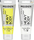 MEEDEN Acrylic Paint Lemon Yellow Hue: 100ml/3.38oz Heavy Body Acrylic Paint Tube Bundled with Additional Titanium White Color for Art Craft Painting