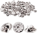 100pcs Pin Backs, Blank Pins Scatter Butterfly Clutch Pin Holder Enamel Pin Locking Backs Tie Tacks Jewelry Pin Backings Clasp for Brooch Lapel Hat Uniform Badges Tie Tack (Silver)