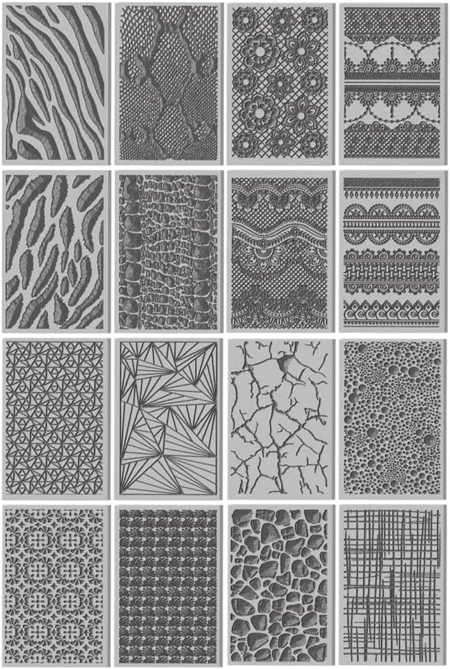 CHGCRAFT 16 Sheets Animal Skin Clay Texture Mat Marble Pattern Polymer Clay Texture Sheets DIY Tools for Pottery Earring Jewelry Making Stamp Engraving Machines, 4x2.6inch