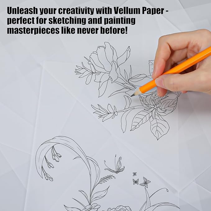 200 Sheets Vellum Paper, Translucent Printable Vellum Tracing Paper, Glassine Papers for Wedding Invitation Drawing Sketching Writing(8.3×5.7 Inches)