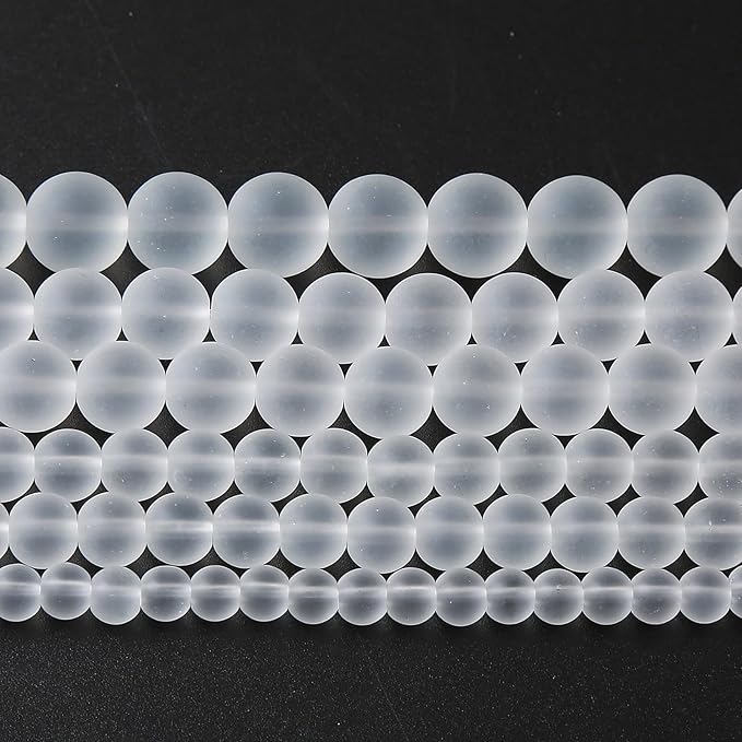 45pcs 8mm Frost White Crystal Glass Beads for Jewelry Making Round Loose Beads DIY Bracelets Necklaces Crystal Energy Healing Stone Beads 15"(8mm, Frost White Glass)