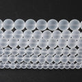 90pcs 4mm Frost White Crystal Glass Beads for Jewelry Making Round Loose Beads DIY Bracelets Necklaces Crystal Energy Healing Stone Beads 15"(4mm, Frost White Glass)