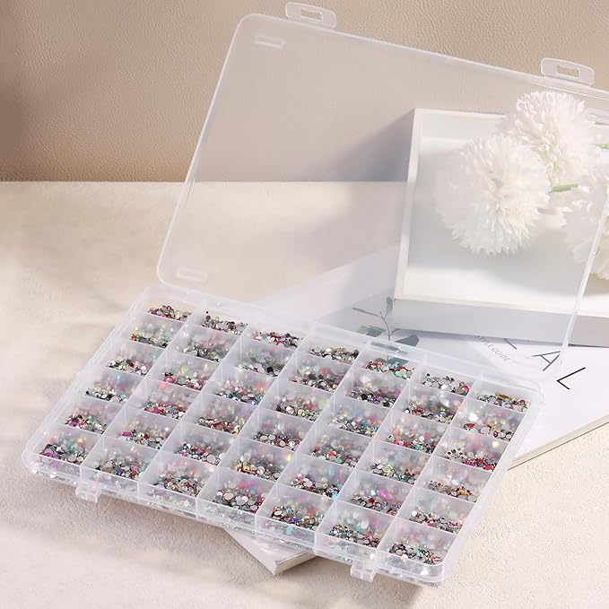 42 Grids Clear Large Plastic Organizer Box With Dividers, Bead Organizers And Storage Compartment Container For Nail Accessories/Jewelry/Craft/Screw/Small Parts/Diamond Painting Art Tools