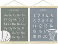BONETAT Numbers alphabet poster for Nursery Toddlers,Correct Letter Formation on Line Paper, Play Room Wall Decor,ABC Wall Chart,Preschool Homeschool Decor Kids Wall Decor,Wooden Alphabet Banner-A10