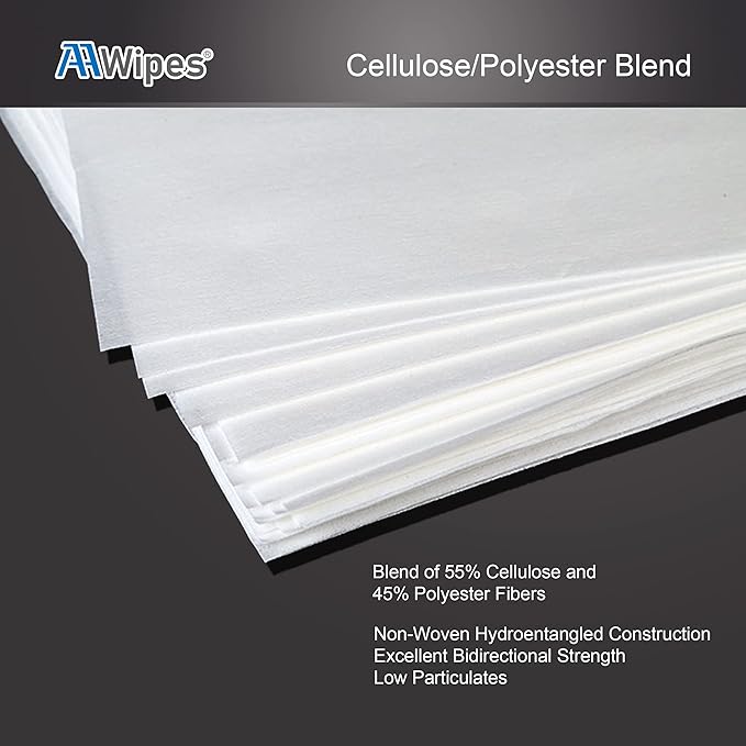 AAwipes Cleanroom Wipes 6" x 6" (Bag of 300 Pcs, Grade A, 68 GSM) Lint Free Wipes Cellulose/Polyester Wipers for Lab, Electronics, Pharmaceutics, Electronics, Printing, Semiconductor etc. (NW06806)