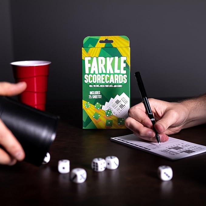 Brybelly Farkle Scorecards – Set of 75 Replacement Score Sheets for Farkle Dice Games for Up to 8 Players