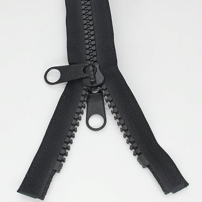 Leekayer 1PCS #10 72 Inch Heavy Duty Zippers for Sewing Separating Large Plastic Zippers Black Tape with Double Pull Tab Slider, Sleeping Bag, Boat, Canvas, Cover, Trampoline, Dog Bed,Tent (72" 1pcs)