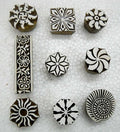 Pack of Nine Wooden Block Stamps/ Tattoo/ Indian Textile Printing Blocks