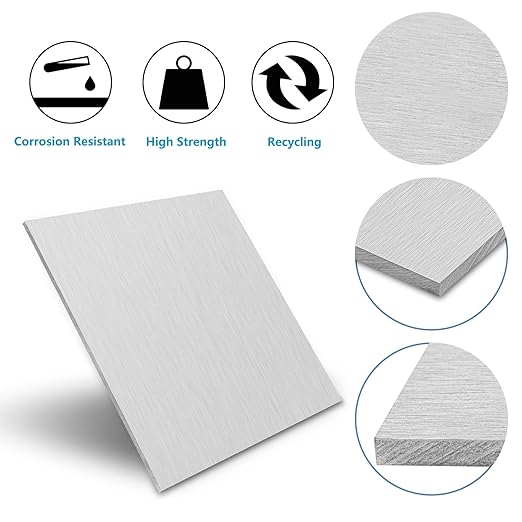 1/4Inch Thick Aluminum Sheets & Plates, 12” x 12”Heavy Duty Aluminum Plates with Protective Film, 6061 Flat Plain Panel Plate Solid Metal Sheet Plate for Crafting Structural Framing Base Plate