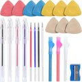 CampTek Tailors Chalk & Fabric Markers for Quilting - 10PCS Tailor's Chalk, 4PCS Heat Erasable Pens with 4 Refills, 3 PCS Sewing Fabric Pencils