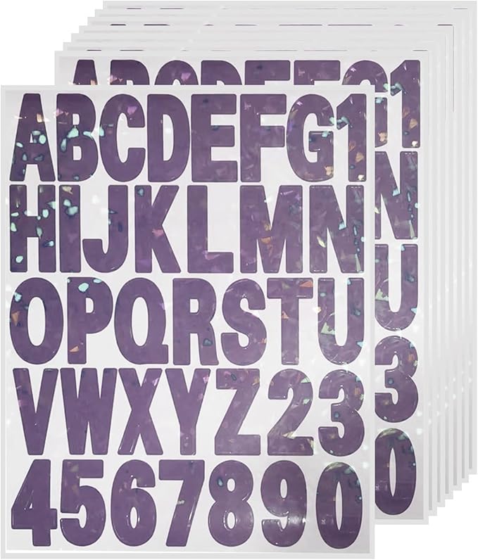 Starboling Letter Stickers,2 inch 8 Sheets Purple Alphabet Sticker,Self Adhesive Vinyl Letter Stickers Mailbox Numbers,for Arts Crafts Outdoor Sign Poster Mailbox Sign Doors Mailboxes Car Truck