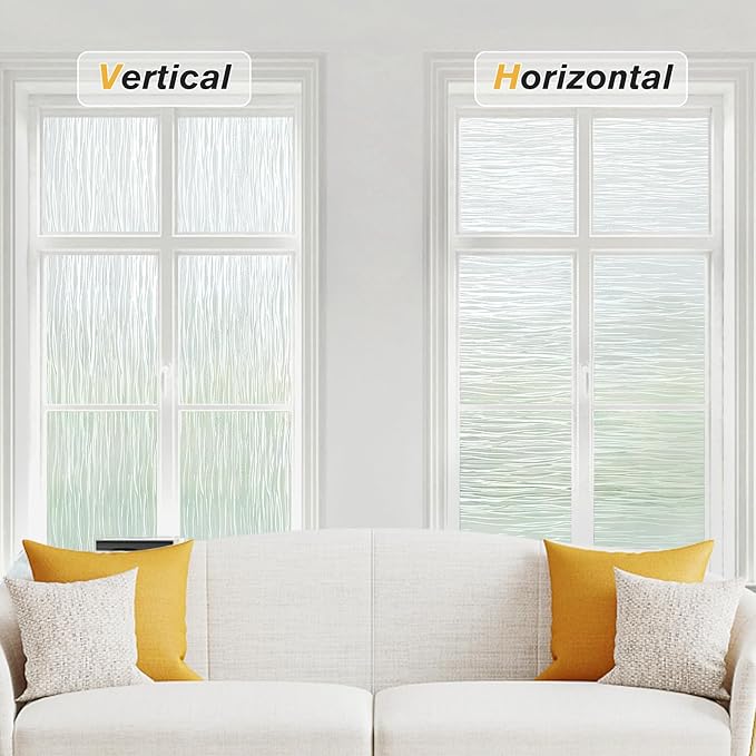 Haton Window Privacy Film, Frosted Glass Privacy Window Clings, Sun Blocking Frosting Opaque Coverings, Static Cling Removable Decorative Stickers for Home Door, Non-Adhesive 29.5" x 118.1"