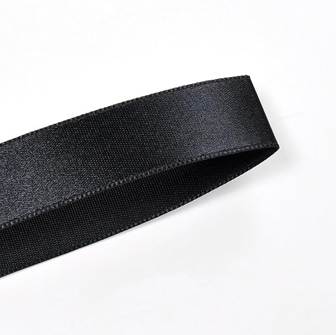 5/8" x 100 Yards Black Polyester Satin Ribbon Single Faced Bulk Fabric Ribbons for Gift Wrapping, Crafting, Bows Making, Sewing, Wedding, Home Decor