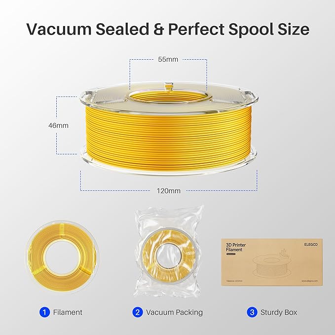 ELEGOO Silk PLA Filament Bundle 1.75mm, Dual Colors 3D Printer Filaments Dimensional Accuracy +/- 0.05mm, Multicolors 4 Pack 250g Spool Green Red/Blue Purple/Black Red/Blue Green