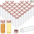 100 Pcs Small Clear Vials Spice Mini Jars with Lids Mini Glass Bottles with Screw Aluminum Metal Caps Tiny Jars Sample Containers for Powder Cream Cosmetic Jewelry Wedding (15 ml,Rose Gold)