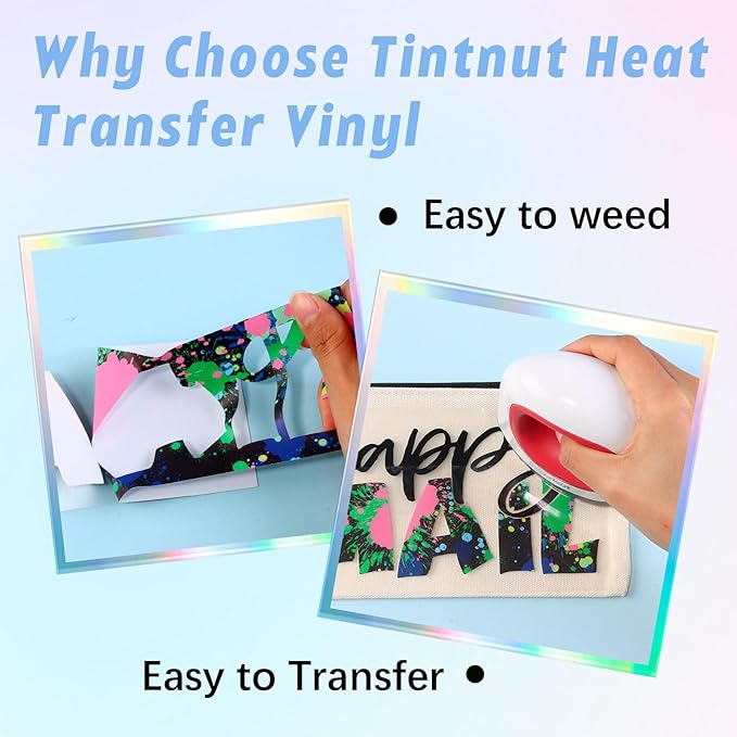 Tintnut Splash Heat Transfer Vinyl Roll - 12 Inch x 5ft Blue Watercolor Ink Patterned HTV Splatter Iron On Vinyl DIY T-Shirts Hats Clothes Canvas Bags for Cricut or Silhouette Cameo