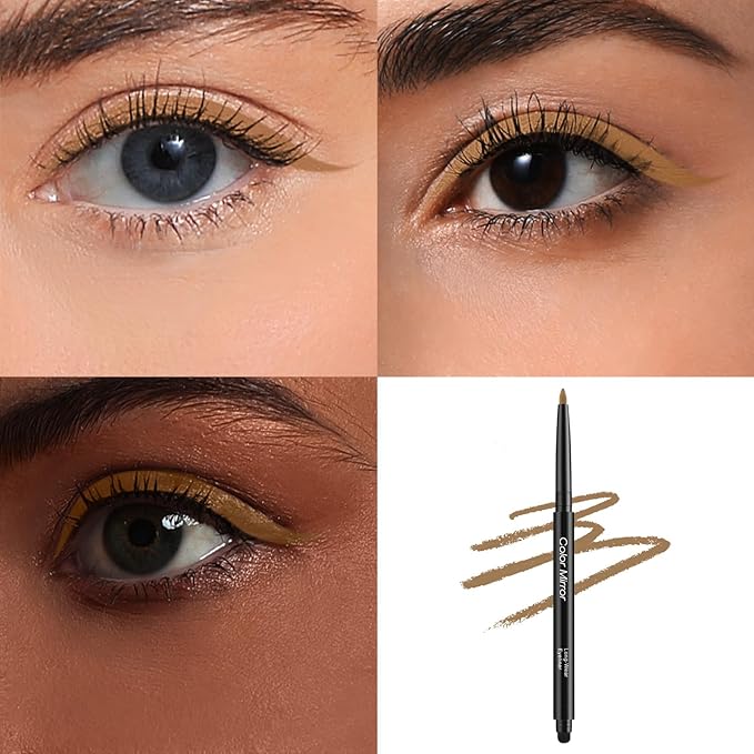 Smudge Proof Eyeliner, Waterproof Retractable Eye liner with Brush, Matte and Shimmer Eyeliner Pencil, Creamy Texture, Long lasting & Smooth(28 Rye Matte)