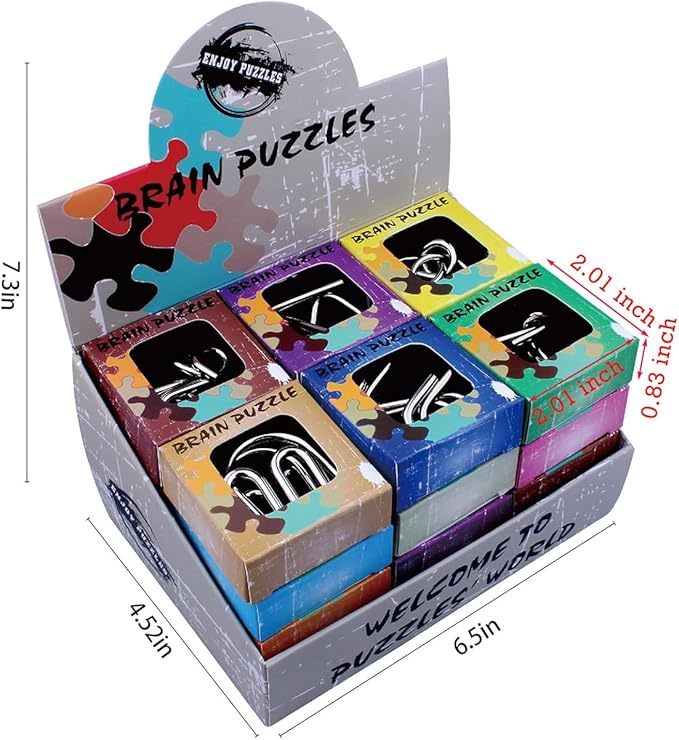 AHYUAN 24 Pack Metal Puzzles Brain Teaser IQ Wire Metal Puzzles with Paper Box Gift Package Fidget Toys Educational Puzzle Games Toys Magic Trick Toy Party Favors for Kids Adults Challenge