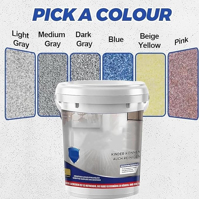 Epoxy Floor Paint, Epoxy Colored Sand Floor Paint, High-Gloss Marble Effect Self-Leveling Coating, Waterproof, Non-Slip, Ultra-Durable for Garage, Basement, Wood Floors (White Heather Gray,2.2 lb)