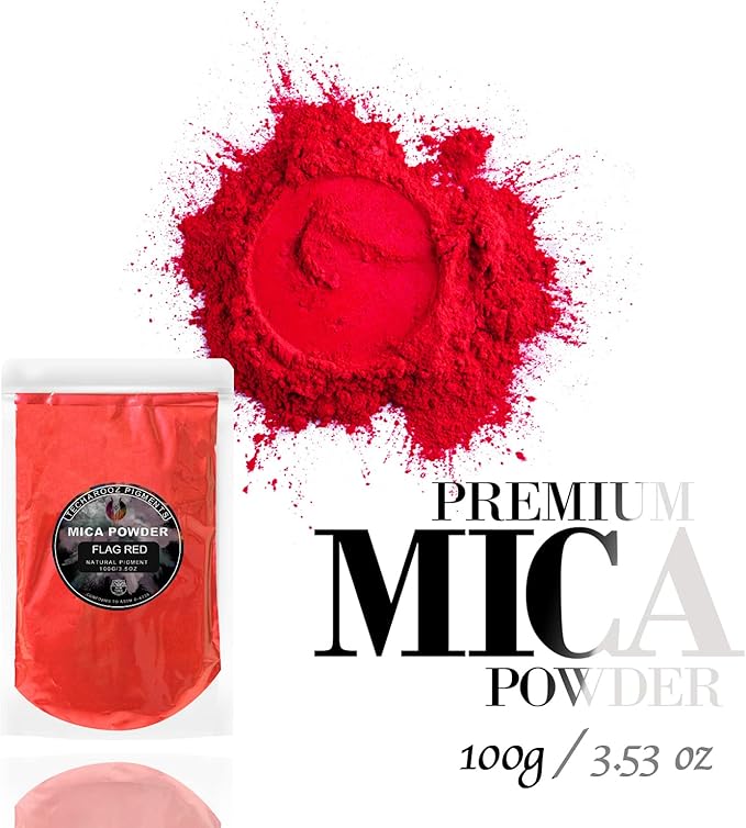 Flag RED Mica Powder for Epoxy Resin 100g / 3.5oz. Sealed Bag - TECHAROOZ 2 Tone Resin Dye Color Pigment Powder for Lip Gloss, Nails, Colorant for Slime Bath Bombs Soap Making & Polymer Clay
