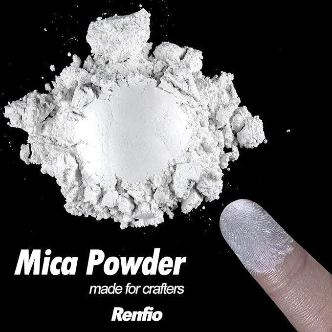 Renfio 100g Mica Powder Pigment, Metallic Natural Dye Mineral Pearl Shimmer Epoxy Resin Dye for Painting Soap Making Slime Bath Bombs 3.5 Oz - Pearl White