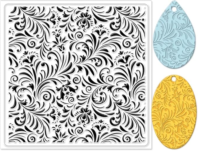 CHGCRAFT Polymer Clay Texture Sheets Fujiman Background Silicone Texture Stamp Clay Pad for Making Earrings Jewelry, 5.5x5.5inch