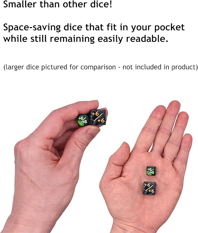 Futhark MTG Counter Dice Set - 25 Compact Multicolored Acrylic Dice with Plus/Minus Counters - Easy to Carry & Easy to Read - Accessories for Magic: The Gathering