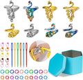 34 Pcs Adjustable Crochet Ring Set, 8 Pcs Knitting Ring, Tension Rings for Crocheting, Crochet Ring for Finger, Stitch Markers Plastic Needles for Crocheting, Crochet Accessories with Storage Box