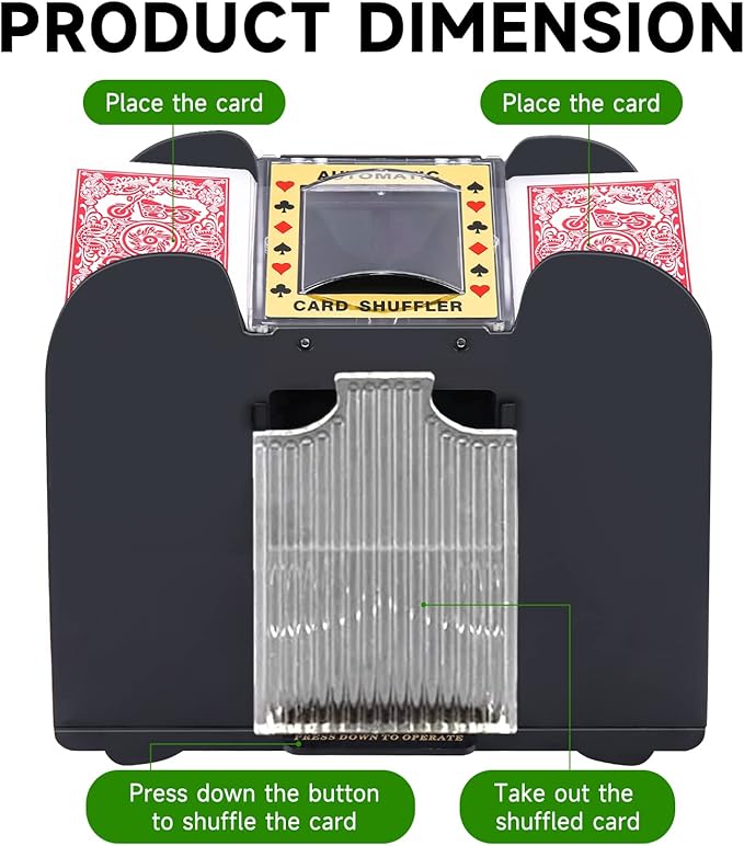 Unniweei Automatic Card Shuffler, Battery-Operated Electric Shuffler, Casino Card Game for Poker, Home Card Game, UNO, Phase10, Texas Hold'em, Blackjack, Home Party Club Game