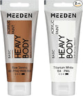 MEEDEN Acrylic Paint Raw Sienna: Bundled with Titanium White Color - 100ml/3.38oz x 2 Bulk Heavy Body Acrylic Paint Tubes for Art Craft Painting