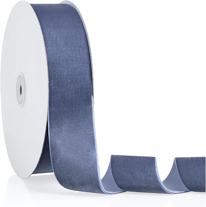 1.5" X 20 Yards Dusty Blue Velvet Ribbon for Christmas Tree Wreath Decoration Handmade Crafts Ornaments Gift Wrapping & Bow Making