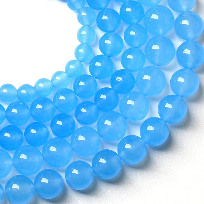 6MM Natural Stone Aquamarine Blue Chalcedony Beads Round Loose Beads for Jewelry Making Bracelet 120pcs 2 Strands 32"