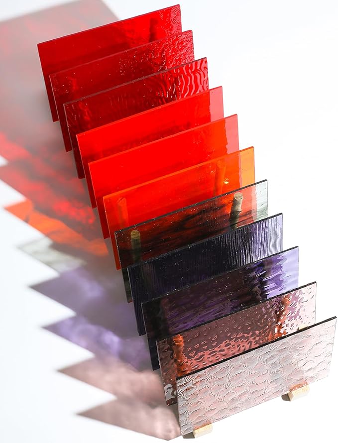40 Transparent Stained Glass Sheets, 4”x6” Textured Bright Transparency Mosaic Glass Pack, Variety Cathedral Art Glass Pieces for DIY Mosaic Tiles Crafts, Home Decor, Suncatchers