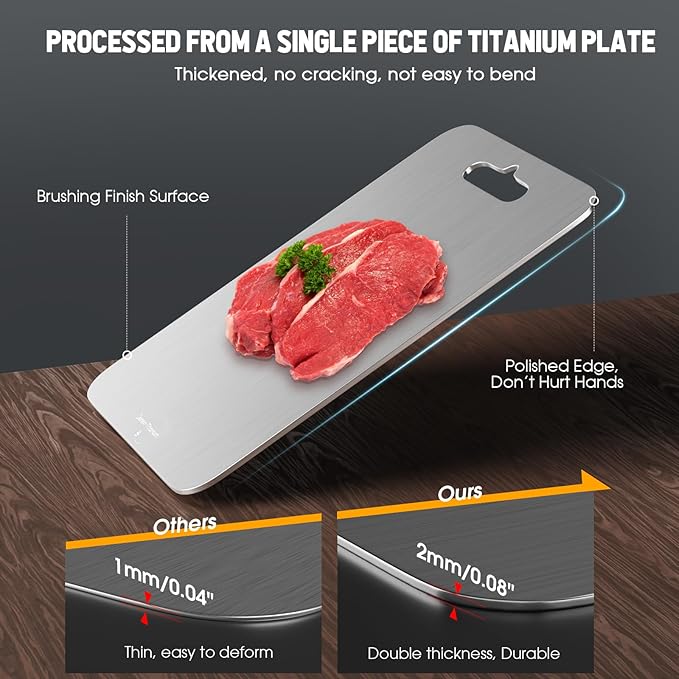 100% Pure Titanium Cutting Board for Kitchen 2mm Thickened, Easy to Clean, Dishwasher Safe, Double-Sided Chopping Board for Meat, Veggies, Fruits, Camping, Housewarming Gift (11.4" x 7.87")