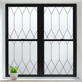rabbitgoo Window Privacy Film for Glass Windows, Frosted Glass Cling with Decorative Moroccan Lattice, Removable Heat Control Sun Blocking Door Covering Sticker for Home Bathroom, 35.4 x 157.4 inches