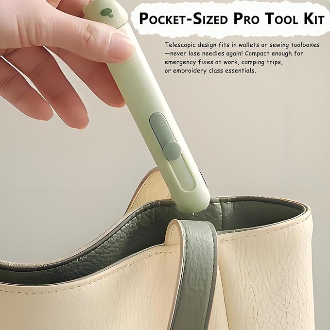 3-in-1 Automatic Needle Threader with 2 Hand Sewn Needles,Needle Threaders for Hand Sewing/Denim/Silk/Embroidery,Professional Tool for Quilting & Clothing Repair (White)