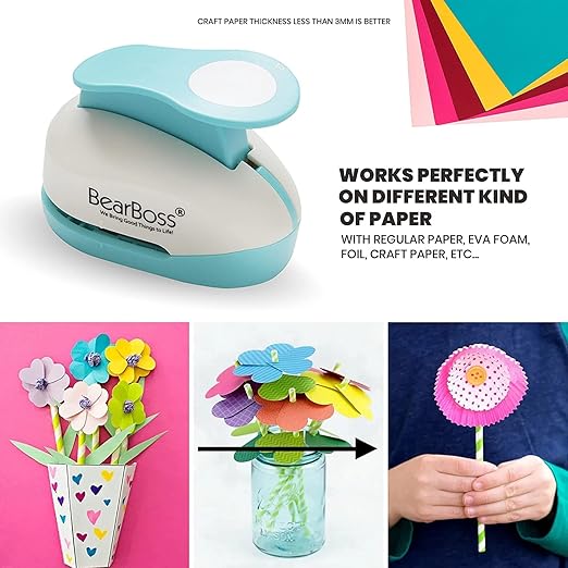 BearBoss 2 Inch Circle Punch, Hole Punch Shapes, Paper Punch Set for Scrapbooking Festival Paper Greeting Card DIY Albums Photos (Classic White)
