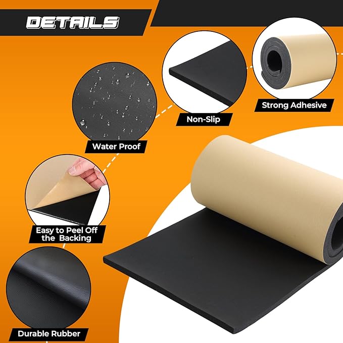 NATGAI Sponge Neoprene with Adhesive Foam Rubber Sheet 1/2” Thick X 12” Wide X 54” Long, Cut to Multiple Dimensions and Lengths - DIY, Gaskets, Cosplay, Costume, Crafts