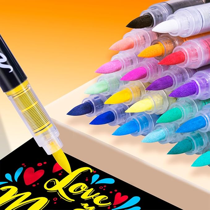 Guangna Acrylic Paint Markers,36 Colors with Direct-Liquid Ink Control System, Professional-Grade Paint Pen for Rock Painting, Canvas, Glass, Plastic, Fabric & Creative Crafts