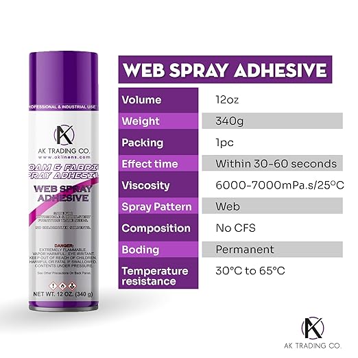 AK TRADING CO. Professional Quality Multipurpose Spray Adhesive - Wide Spray Reach, Made in USA, Temporary and Permanent Bonding - 12oz Can