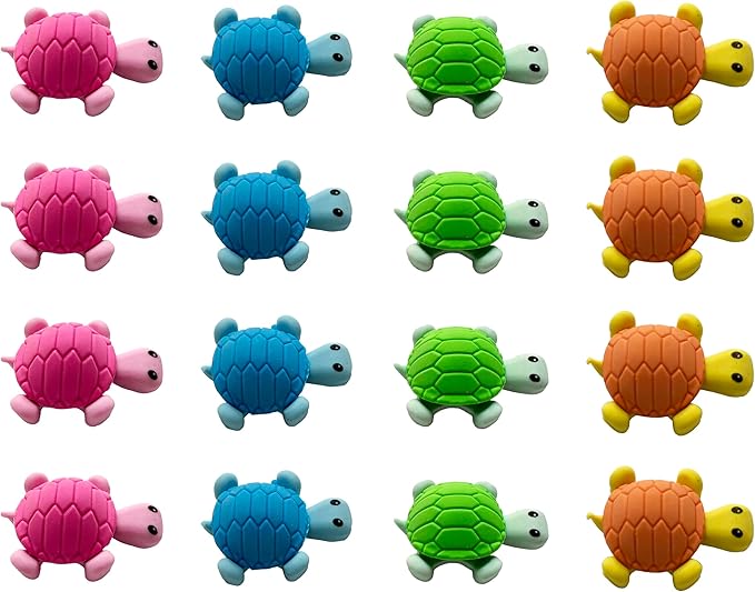 36 Pcs Pencil Eraser Set, 3D Cute Erasers for Kids, Children's Gifts, Party Favor, Classroom School Rewards (Turtle)