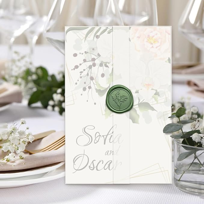 120 Pack Pre-Folded Vellum Jackets for 5x7 Invitations, Translucent Vellum Paper 5x7 Jackets, 100GSM Wedding Invitations Wraps, Envelope Liners for Birthdays, Baby Showers