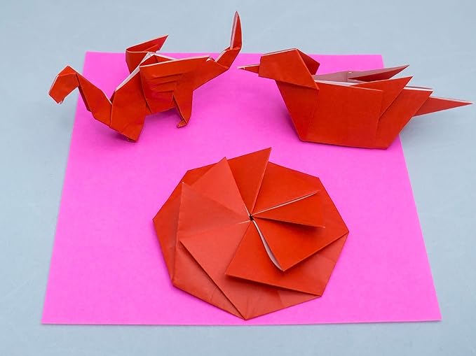 [Taro's Origami Studio] Standard 6 Inch One Sided 20 Colors 100 Sheets Square Easy Fold Premium Japanese Paper for Beginner (Gold and Silver Included) Made in Japan