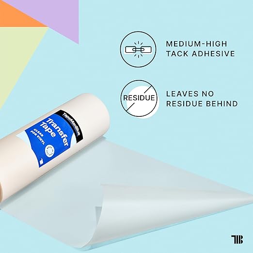 TapeManBlue Clear Transfer Tape for Vinyl, 12" x 50' Roll, Made in America, Premium Vinyl Transfer Tape for Crafts, Decals, and Letters