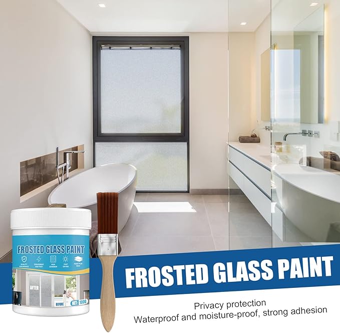 Frosted Glass Paint, 2Pcs Matte Hazy Spray, Door and Window Shading, UV Resistant, Waterproof, for Baby, Indoor-Outdoor, 1 Can, 2 Brushes
