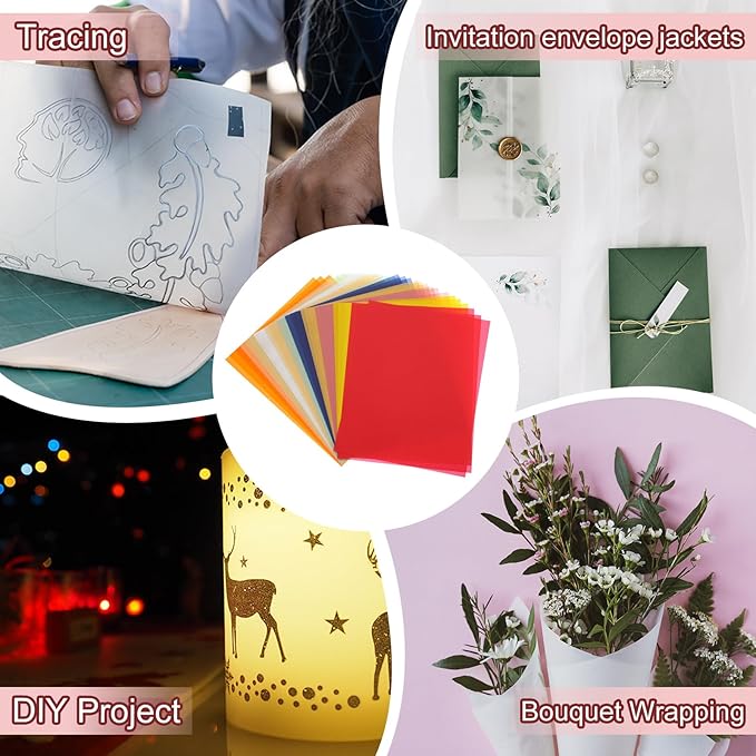 PATIKIL 30 Sheets Vellum Paper 4.25x5.5, Vellum Paper Printable Translucent Paper 100GSM Colored for Invitations Laser Inkjet Printing Card Making Crafting Wedding Tracing, Blue