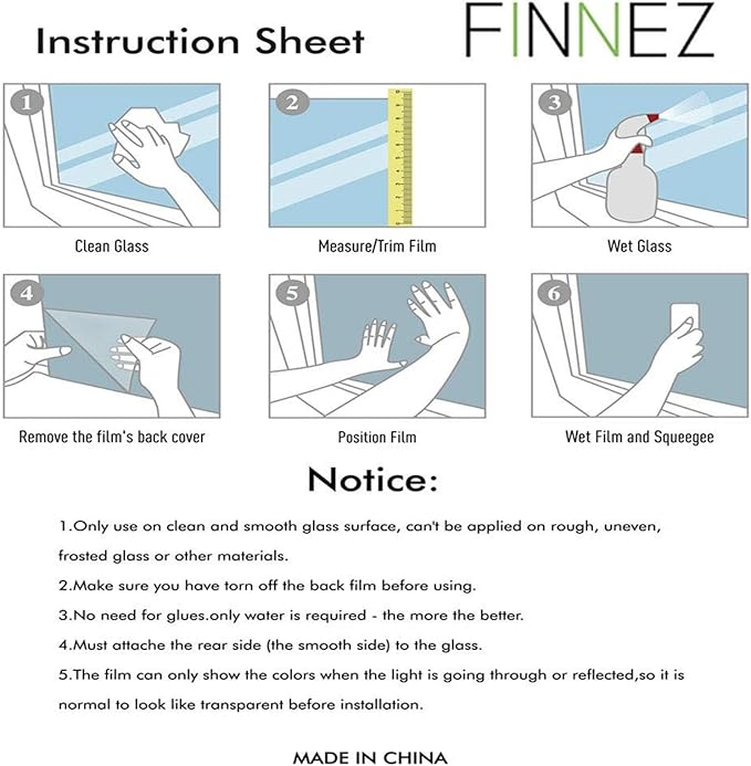 Finnez Window Privacy Film Window Film 3D No Glue Glass Sticker for Glass Door Home and Office Heat Control Anti UV (23.6 Inch x 6.5 Feet, Rainbow Grove)