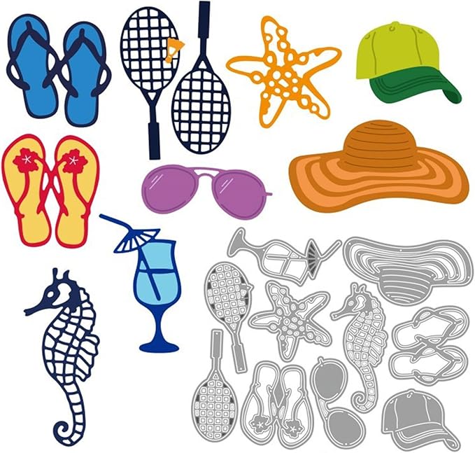 Cutting Dies Metal Stencils Scrapbooking Tools DIY Embossing Template for Paper Card Making Album Arts Crafts Supplies (Beach supplies-11x14cm)