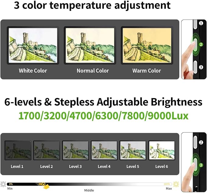 Zocelight Rechargeable A4 Tracing Light Box with Padded Case,Ultra Bright Led Light Pad with Physical Button,Wireless Light Board for Diamond Painting,Dimmable 9000LUX Lightbox for Tracing and Drawing