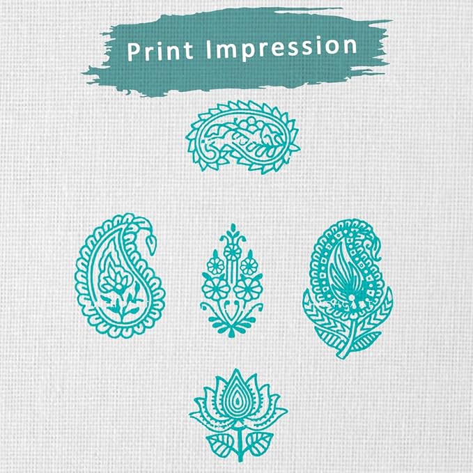 HASHCART® Elegant Designs Flower and Lotus Wooden Block Stamps Set of 5, Handmade Wood Printing Stamps for Kids' Art Projects, Textiles, Fabric, Clay, Henna, Tatotoo, Wood Stamp for Craft